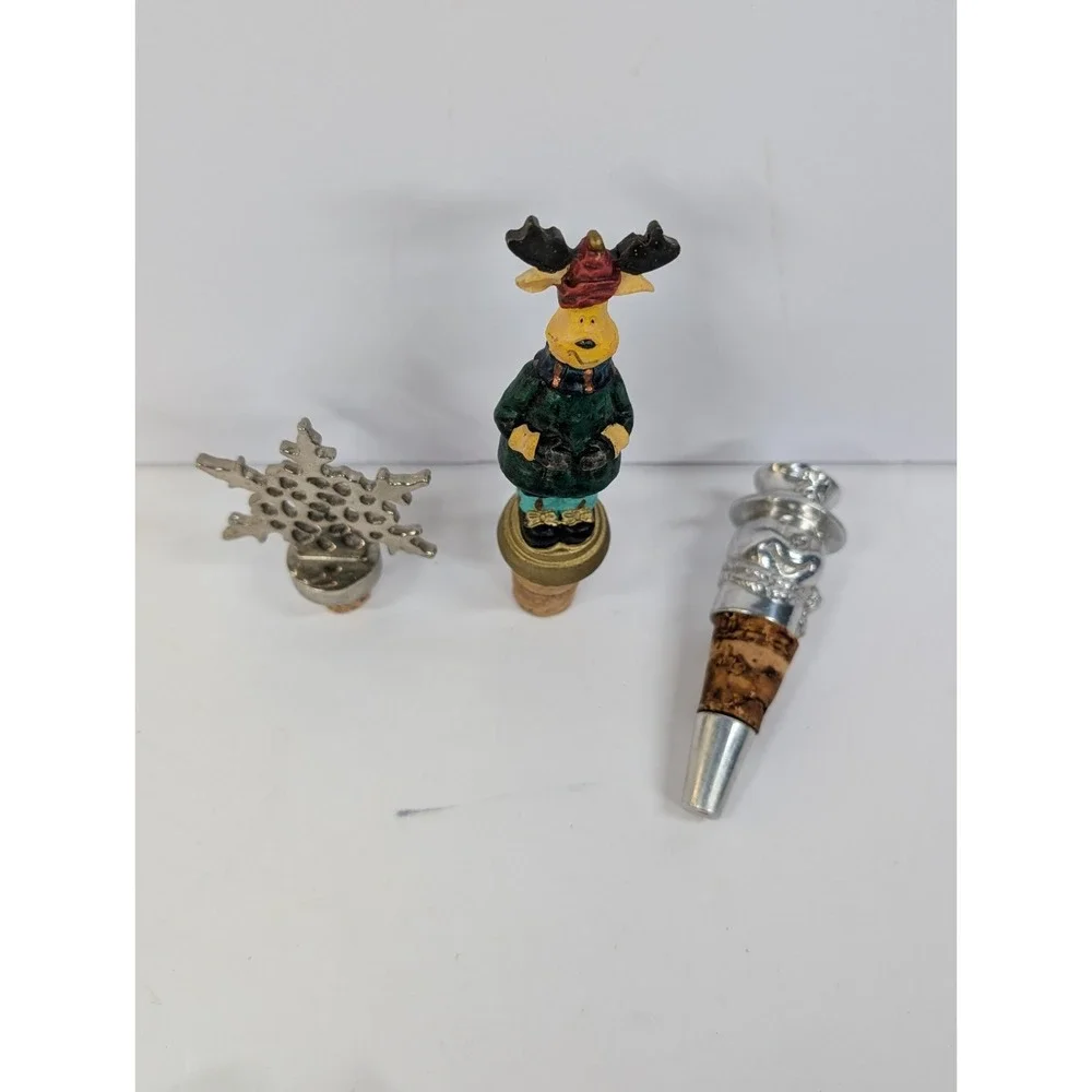 REINDEER BOBBLE TOP, Reindeer &‎ Snowflake WINE BOTTLE STOPPER CHRISTMAS